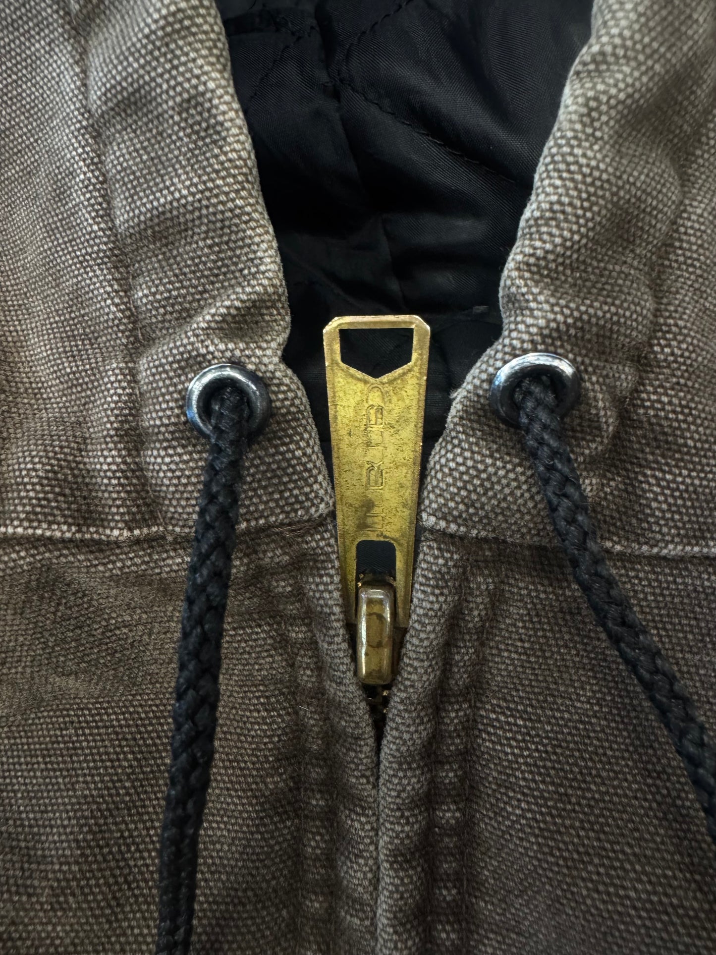 80S CARHARTT ZIP UP CANVAS HOODED JACKET - BROWN (J06CHT)