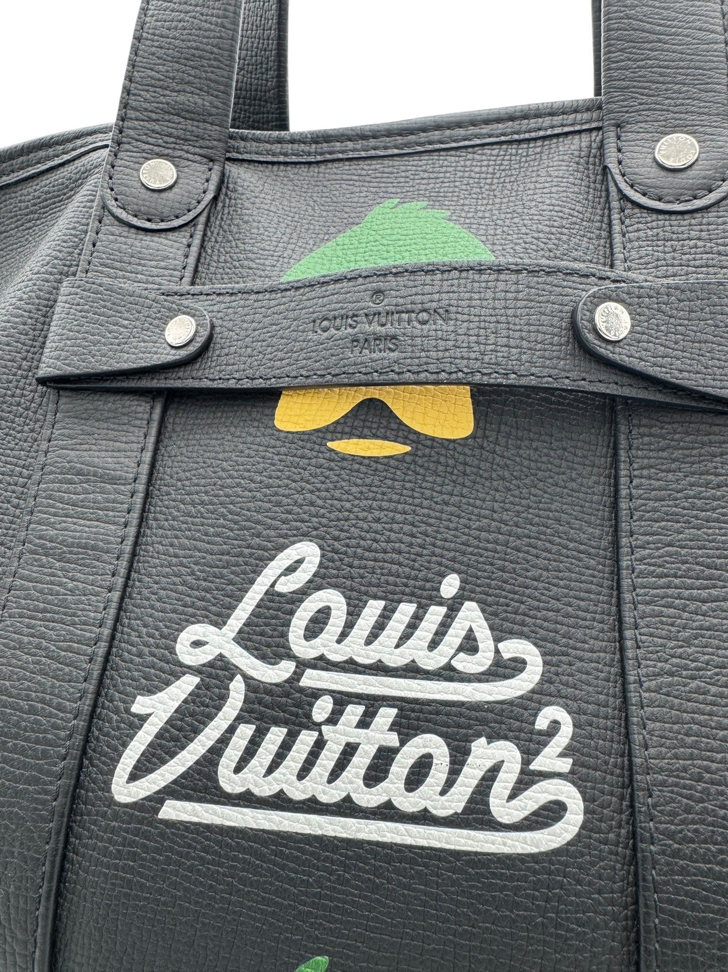 2021 LOUIS VUITTON NIGO TROLLY TOTE BAG BLACK LEATHER