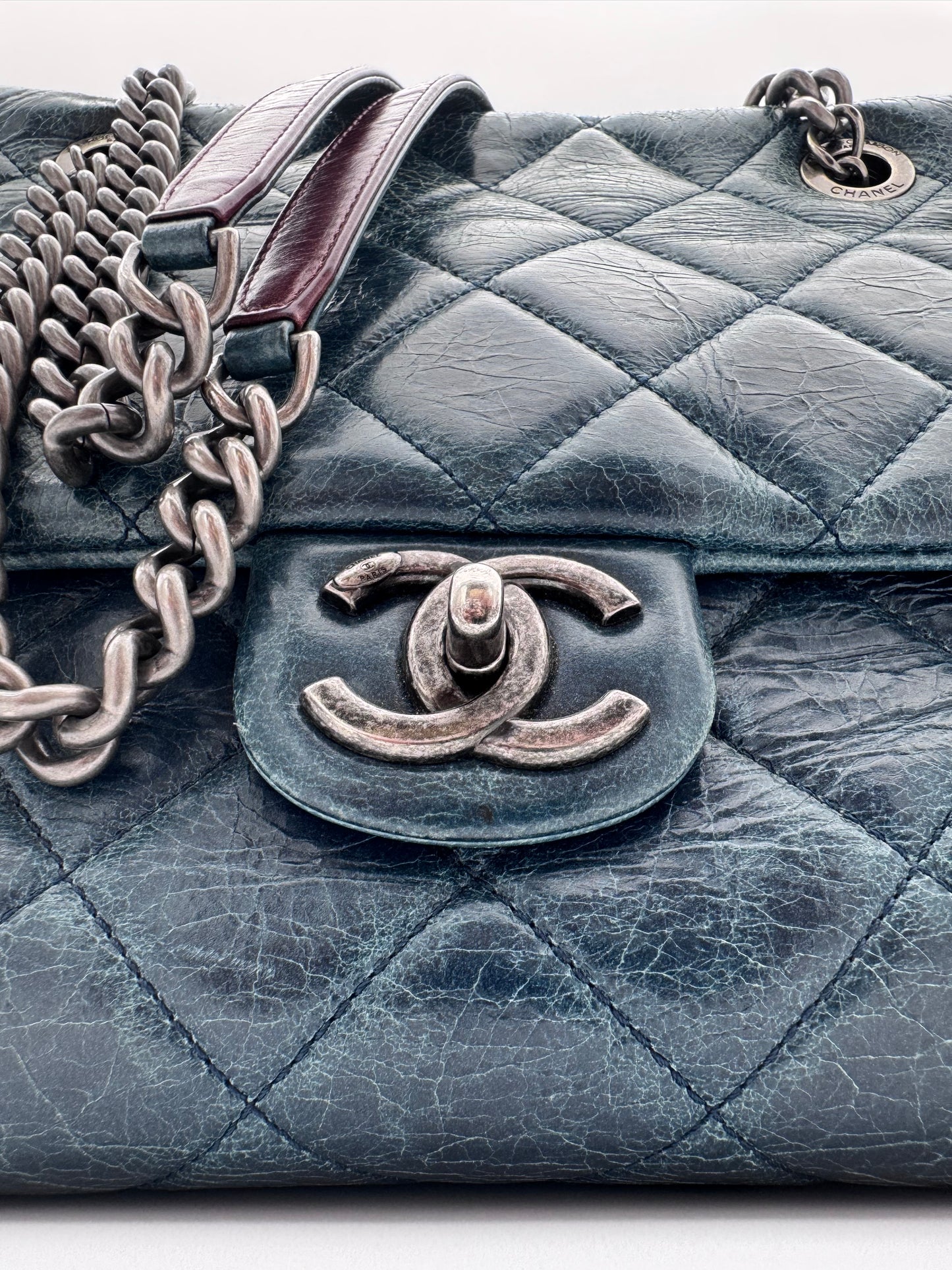 2014 CHANEL SMALL GLAZED CALFSKIN DUO COLOR FLAP BAG