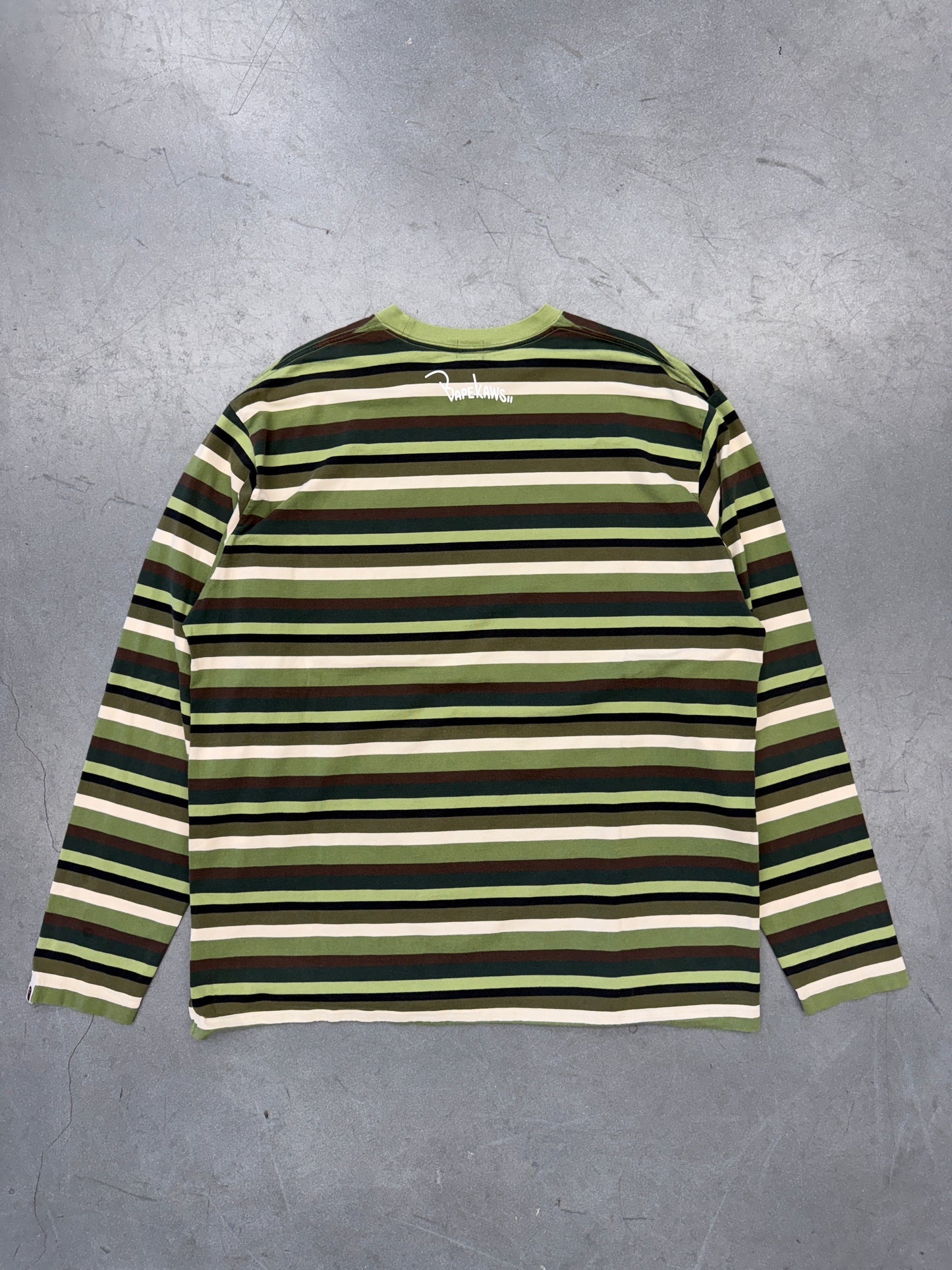 90'S A BATHING APE BAPE KAWS STRIPED LONG SLEEVE T SHIRT