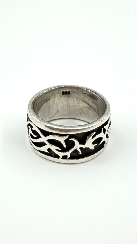 VINTAGE WRAP-AROUND THORN SILVER BAND RING