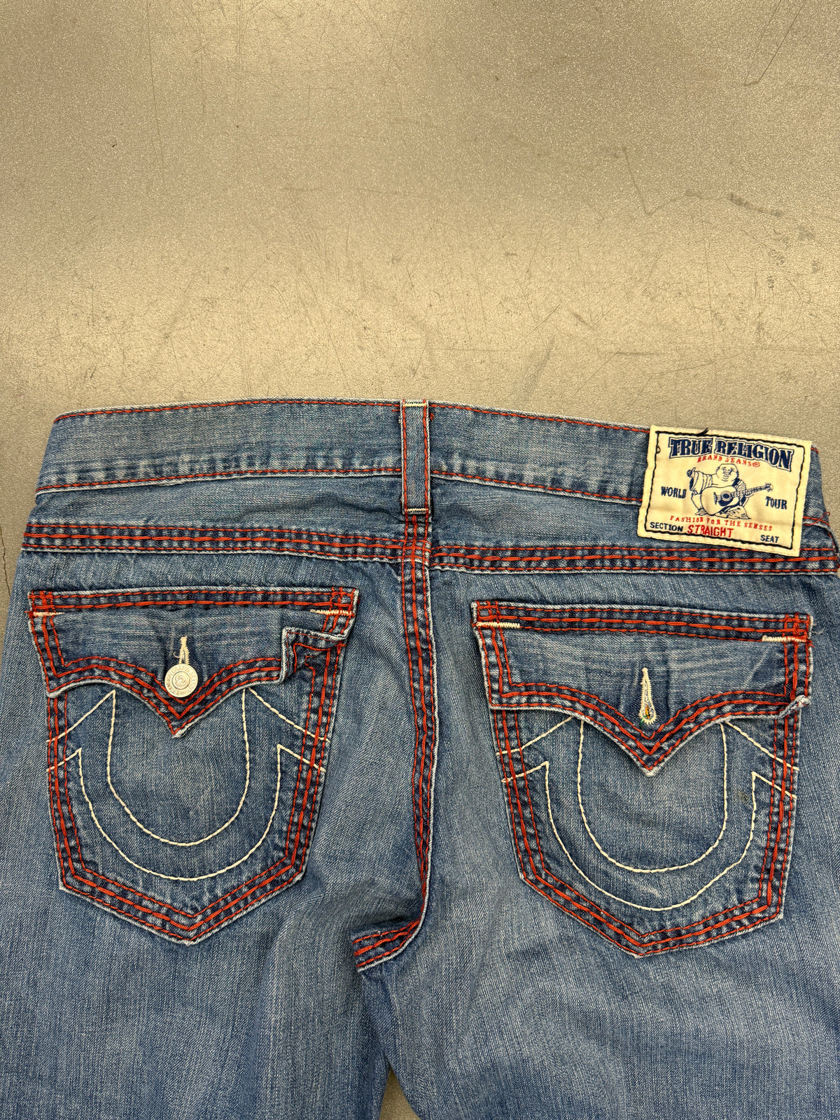 Y2K TRUE RELIGION STRAIGHT LEG RED-STITCH JEANS