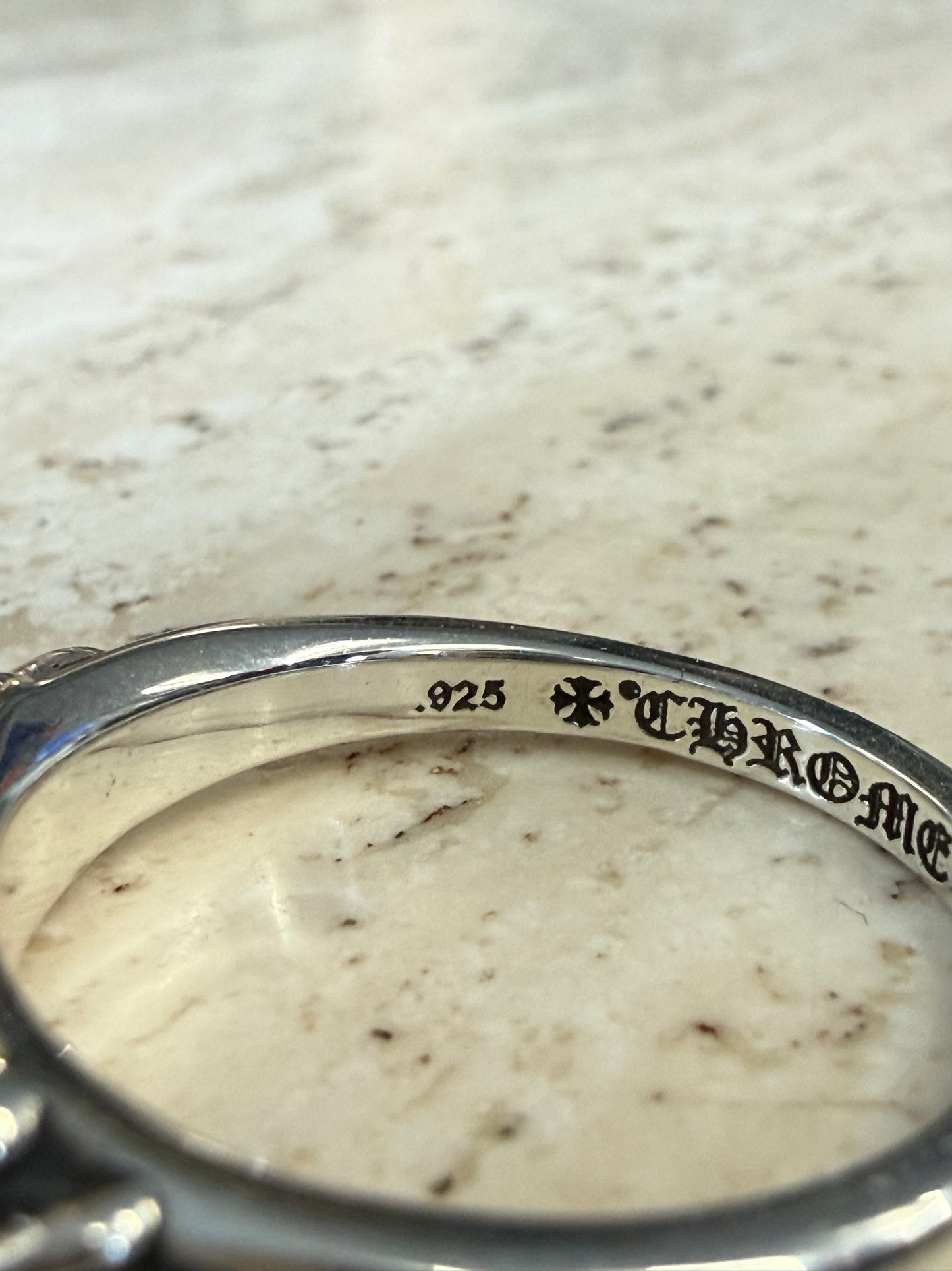 CHROME HEARTS BABY CLASSIC FLORAL CROSS SILVER RING