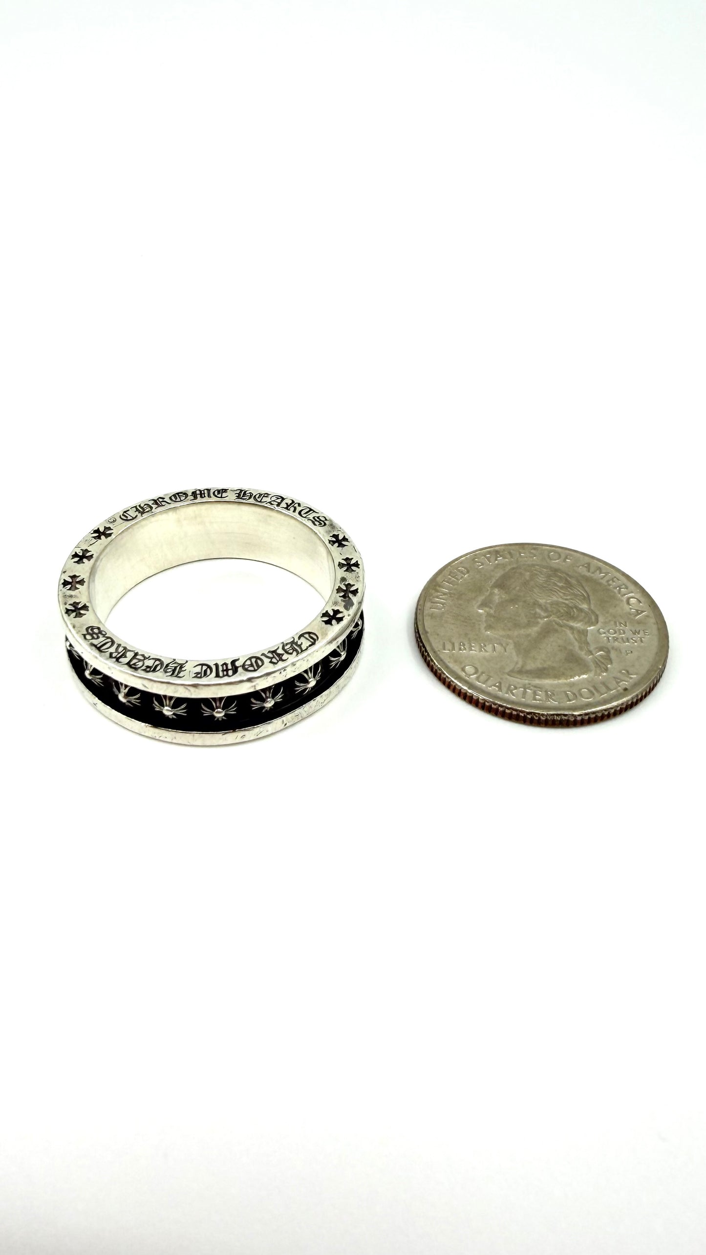 CHROME HEARTS BEARING MINI PLUS SILVER RING (14.5 GRAMS) (PRE-OWNED)