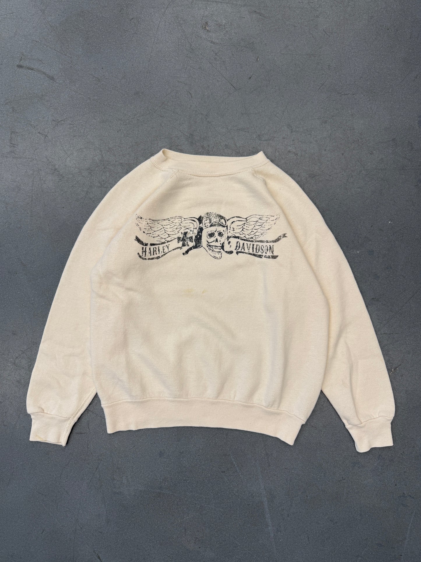 80S HARLEY-DAVIDSON SKULL WITH WINGS CREWNECK SWEATER (USA TAG)