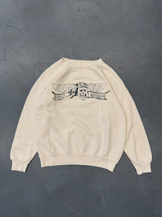 80S HARLEY-DAVIDSON SKULL WITH WINGS CREWNECK SWEATER (USA TAG)