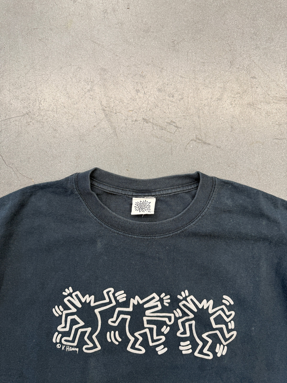 90S VINTAGE KEITH HARING DANCING FIGURES TEE (POP SHOP TAG)