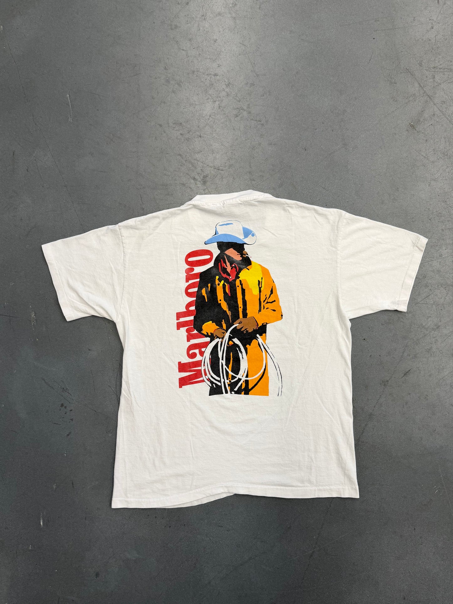 90S MARLBORO WILD WEST COWBOY LASSO TEE (ANVIL TAG)