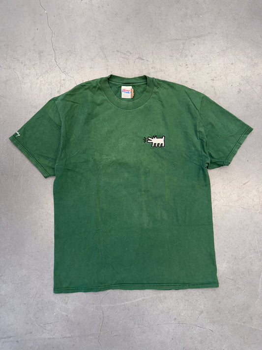 90S VINTAGE KEITH HARING EMBROIDERED BARKING DOG TEE (HANES TAG)
