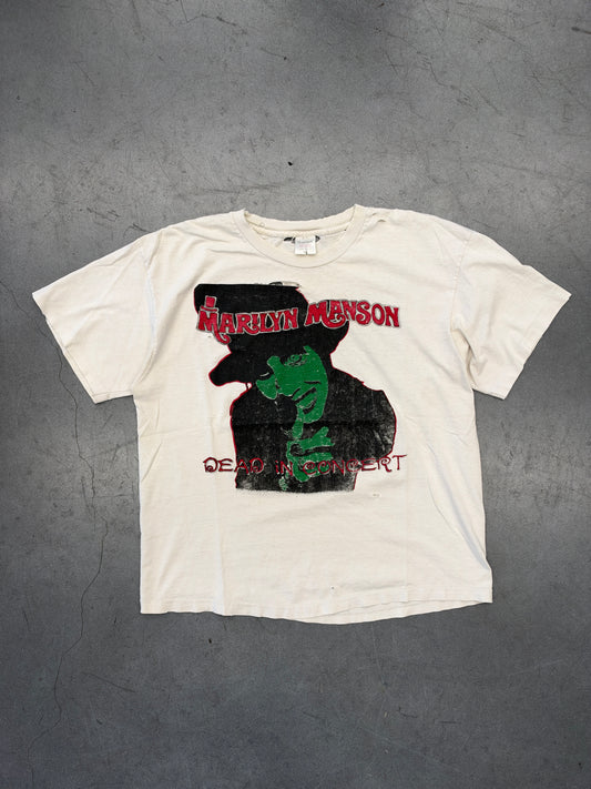 ’90S MARILYN MANSON "DEAD IN CONCERT" TOUR THRASHED BOOTLEG TEE (MURINA TAG)