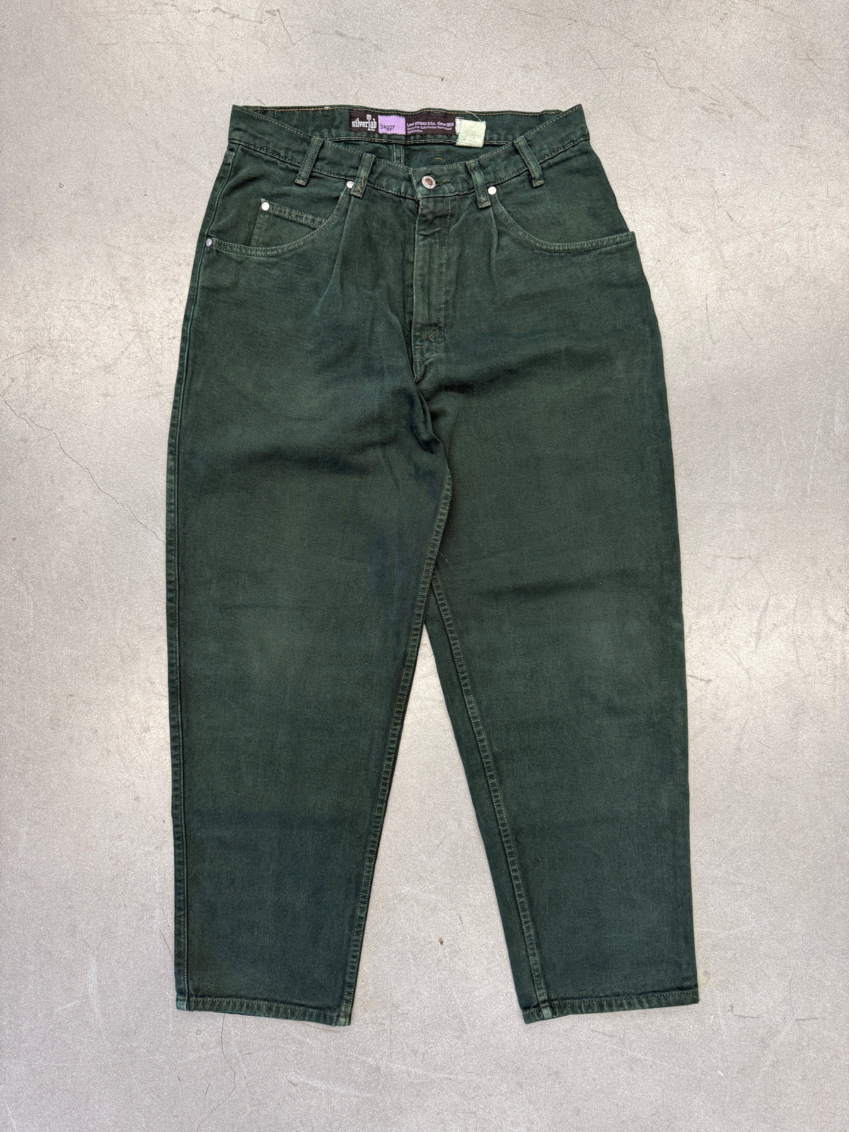 90S LEVI'S SILVERTAB BAGGY FOREST GREEN DENIM JEANS (FADED TAG) (32X30)