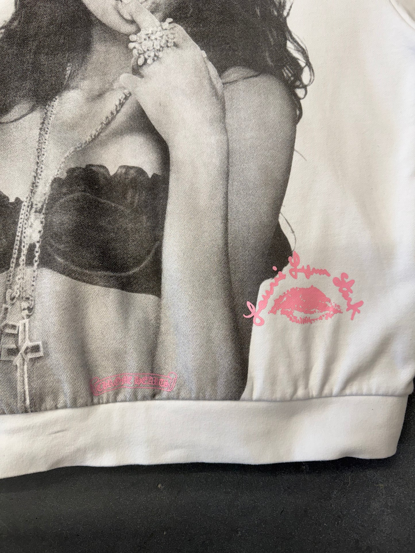 CHROME HEARTS LAURIE LYNN STARK LOVE YOU PULLOVER HOODIE - WHITE/PINK