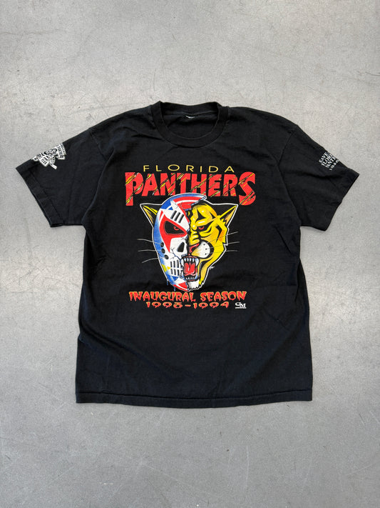 1993-94 FLORIDA PANTHERS INAUGURAL SEASON BROCKEN HOCKEY MASK TEE (PULLED TAG)