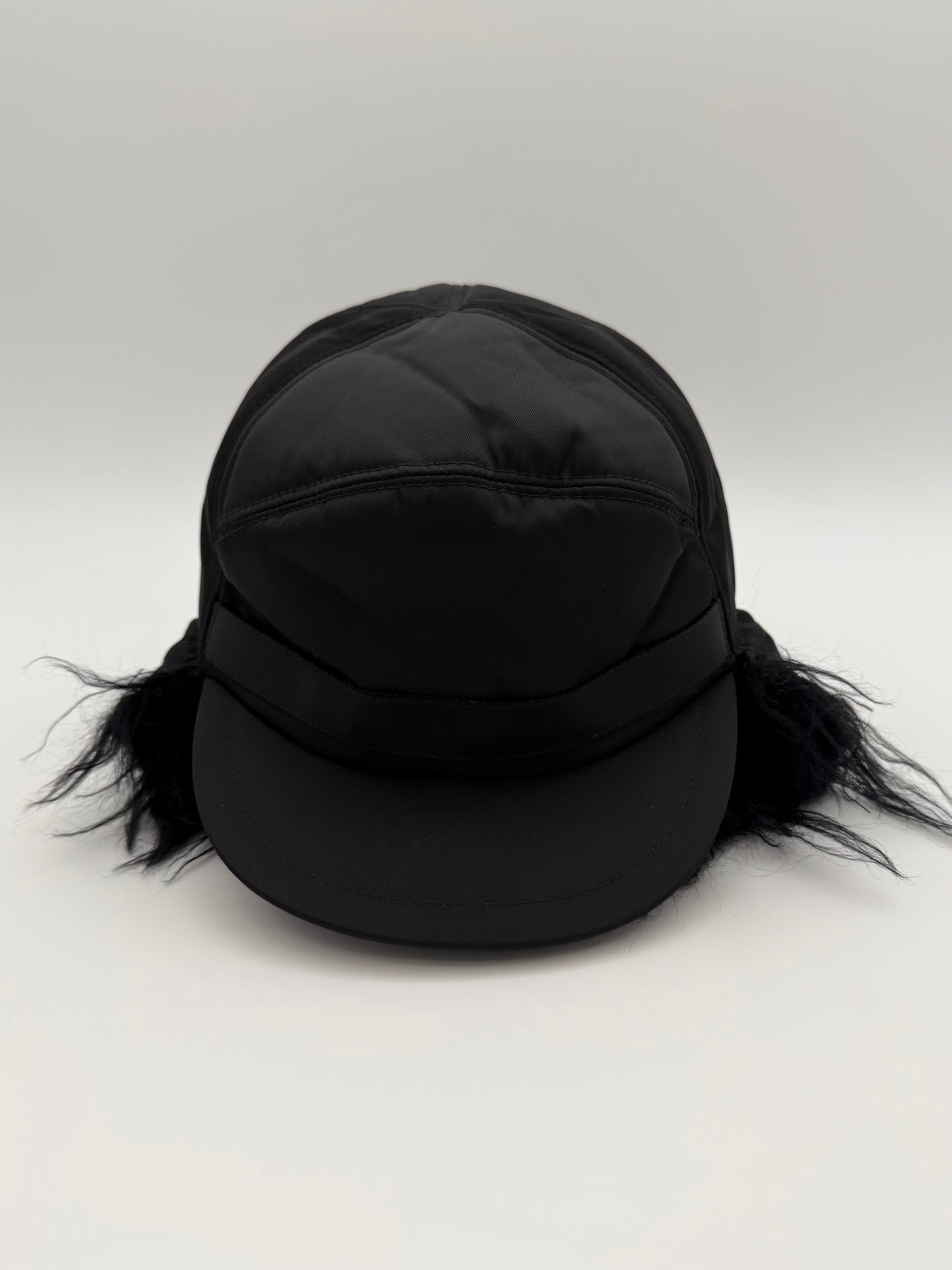 PRADA NYLON FAUX FUR TROOPER HAT