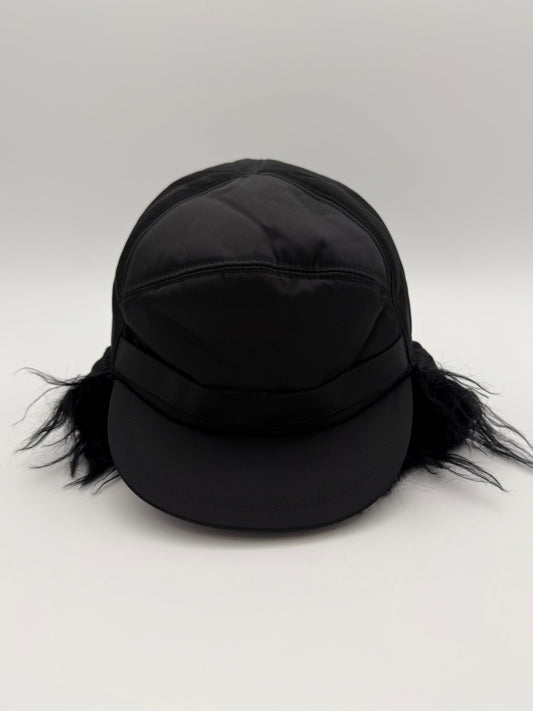 PRADA NYLON FAUX FUR TROOPER HAT