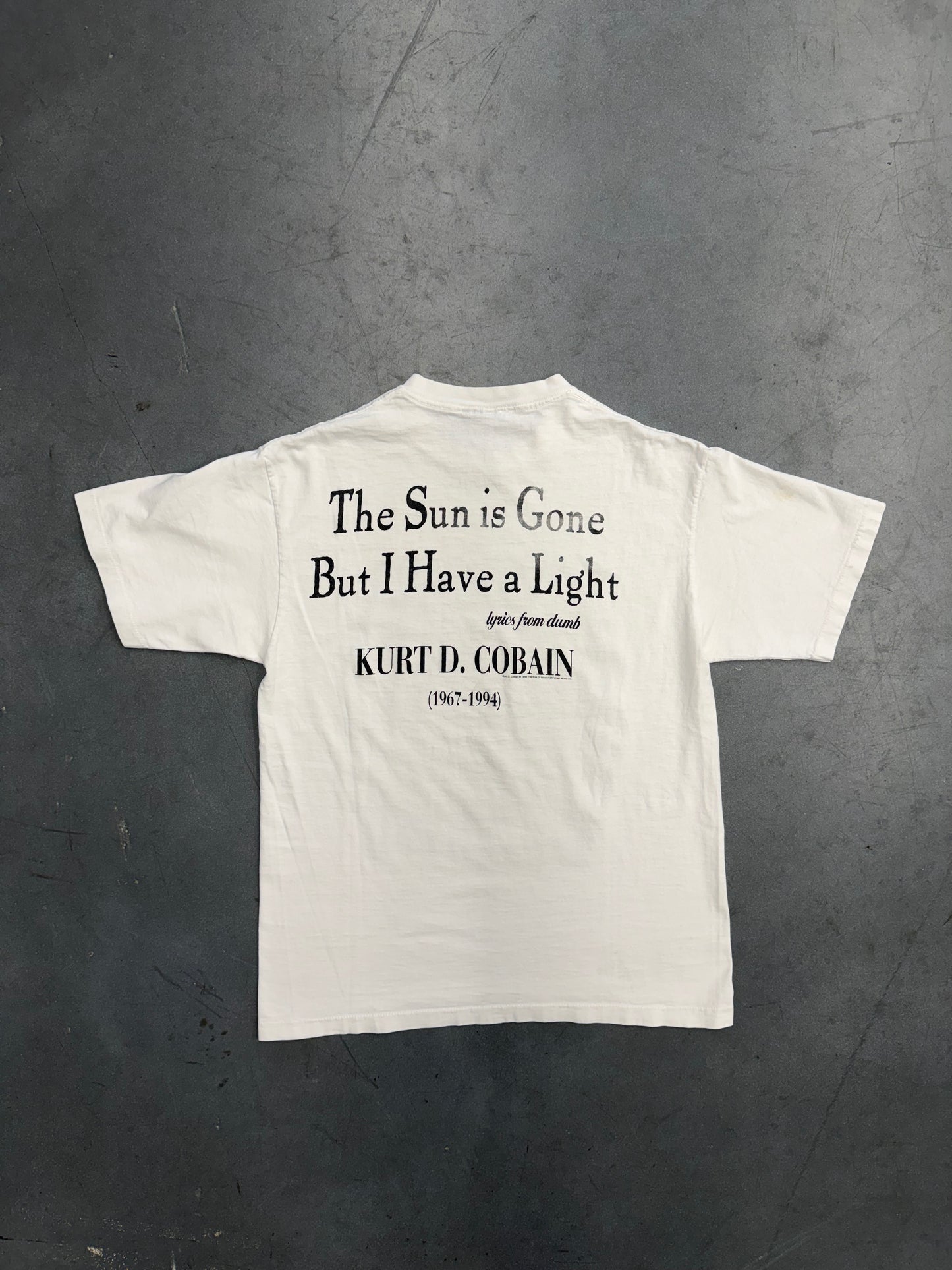 1995 KURT COBAIN END OF MUSIC MEMORIAL TEE (CUT TAG)