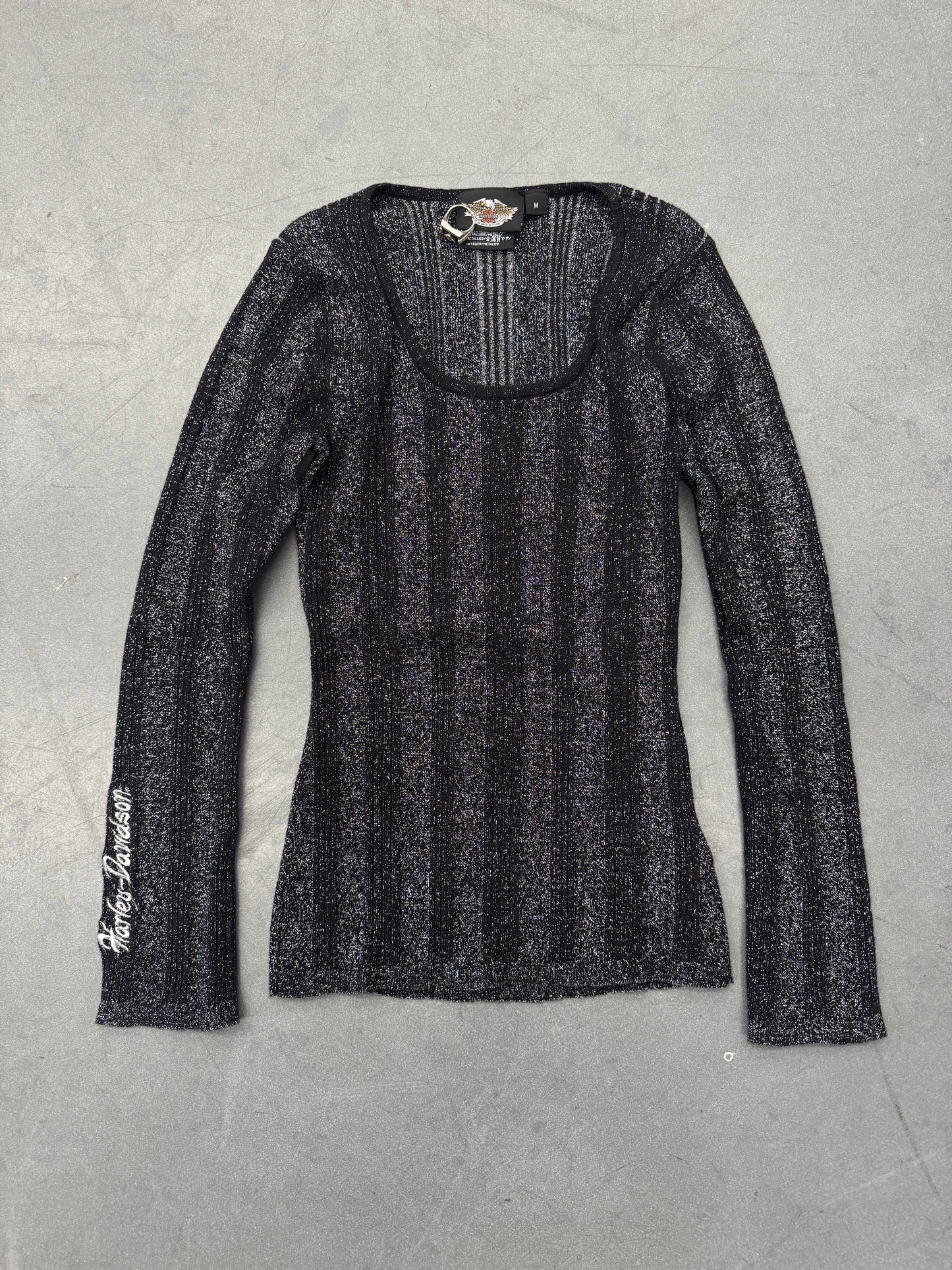 VINTAGE WOMEN'S HARLEY-DAVIDSON METALLIC KNIT SWEATER