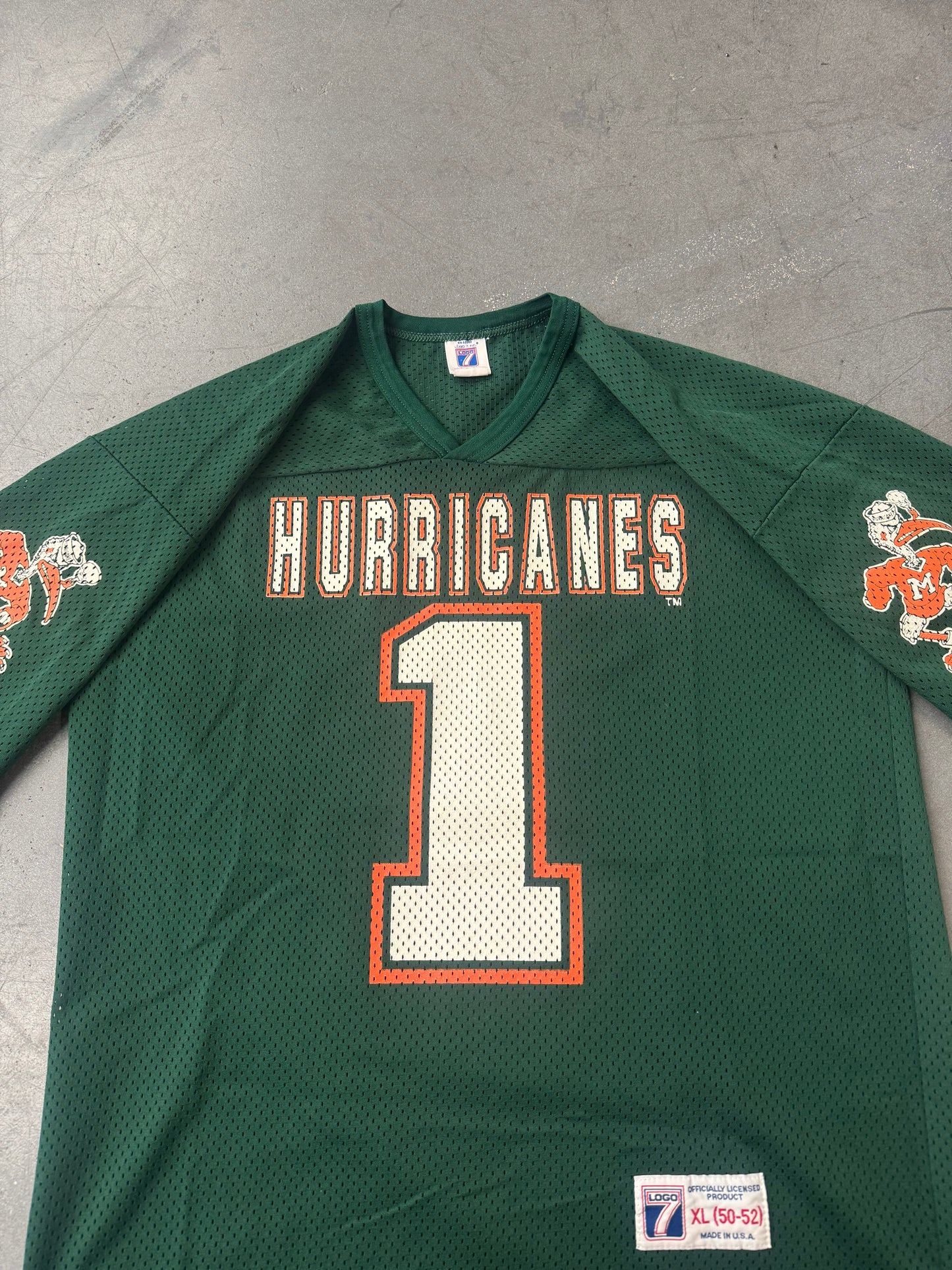 90S UNIVERSITY OF MIAMI HURRICANES MESH # 1 JERSEY (LOGO 7 TAG)