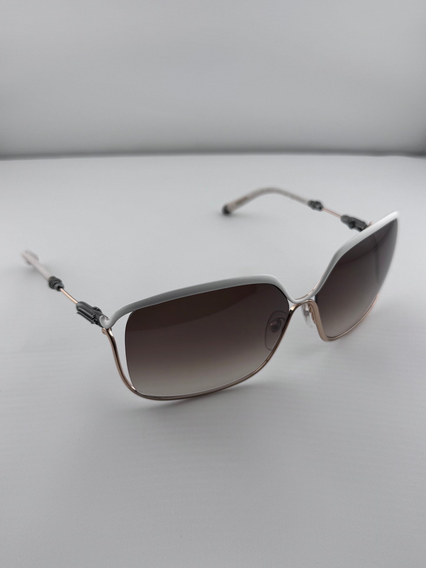 CHROME HEARTS BUTTFLUX SUNGLASSES (SILVER + LEATHER HANDLES)