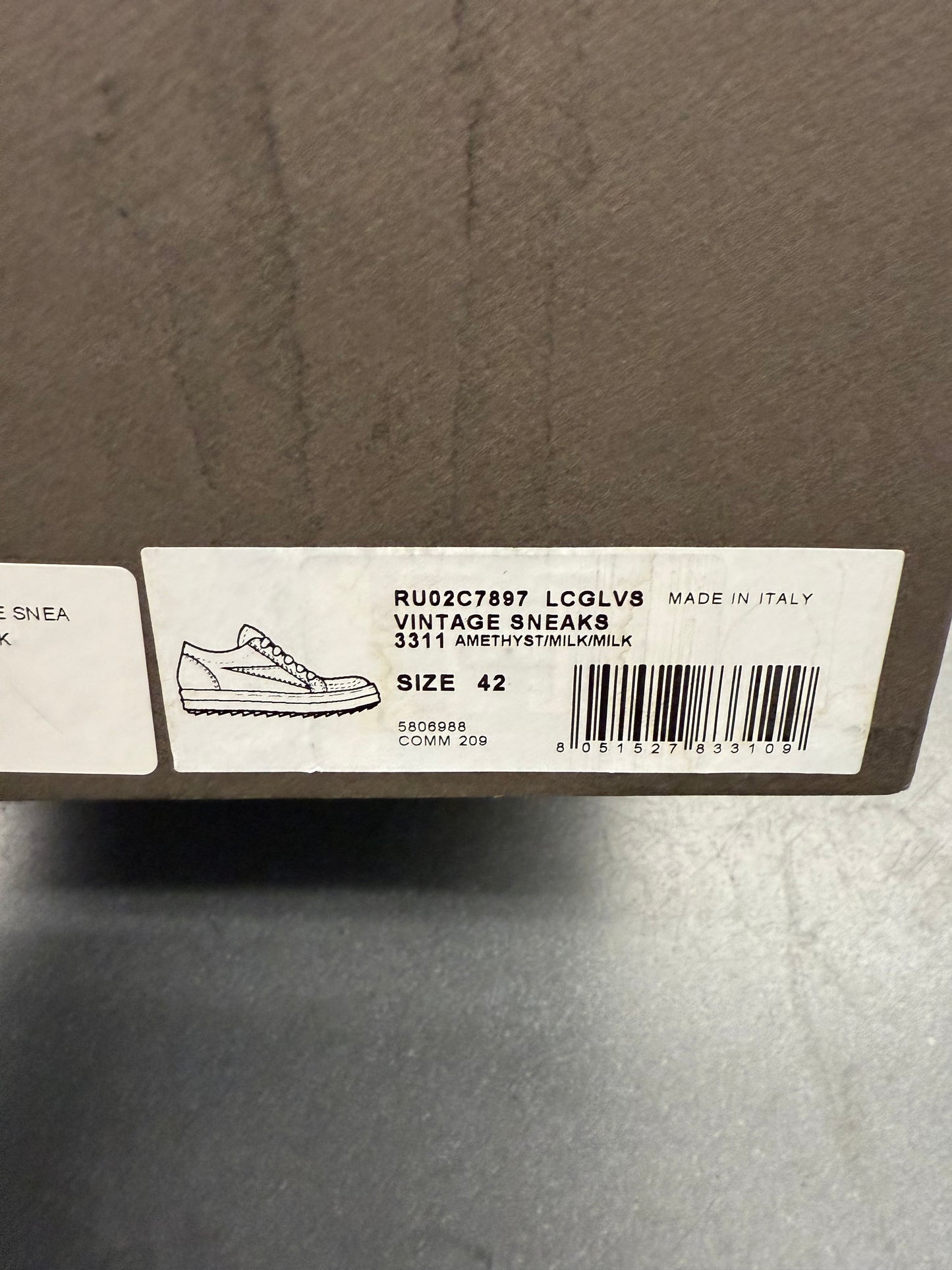 RICK OWENS VINTAGE SNEAKER - AMETHYST/MILK