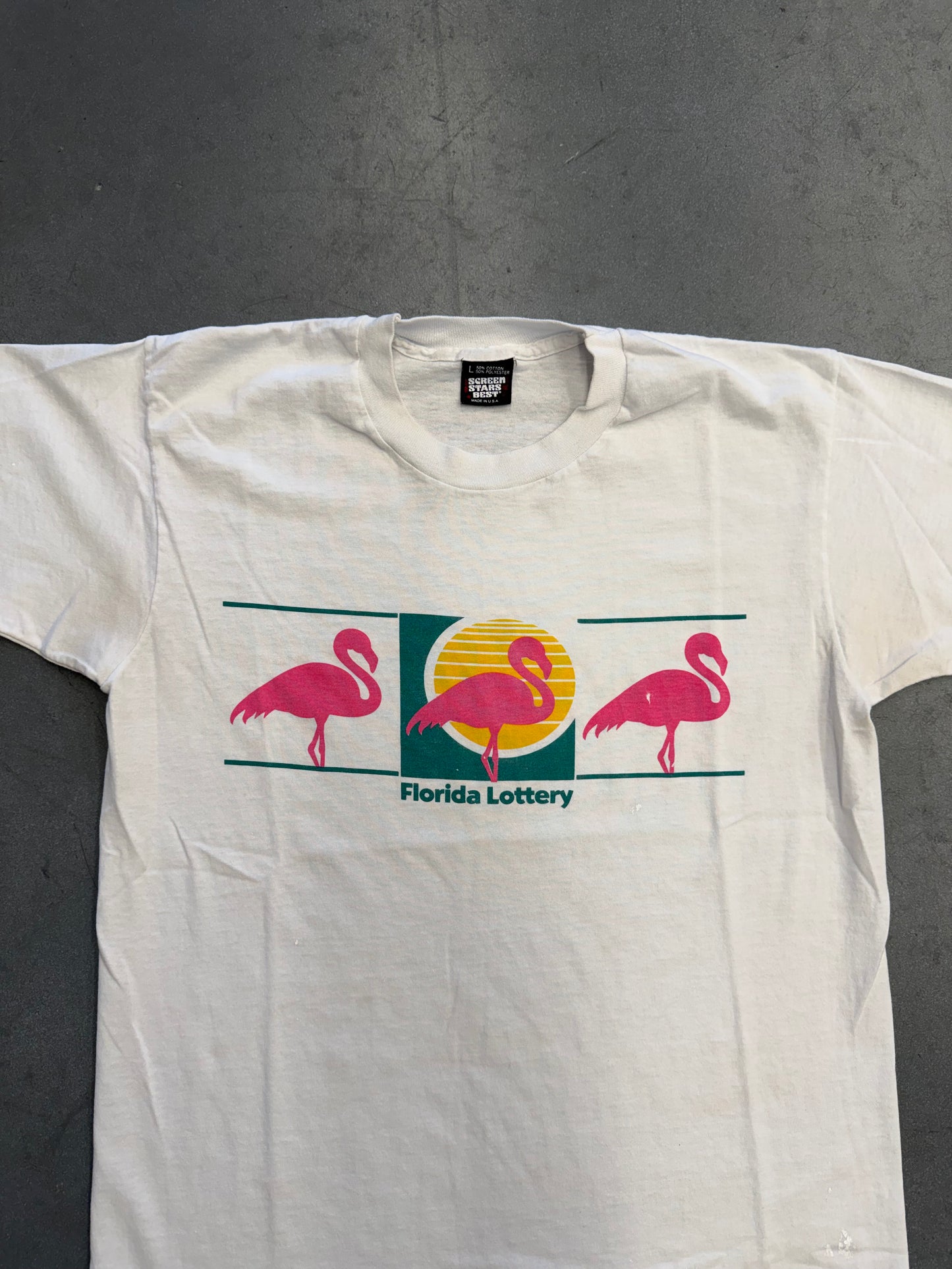 90S FLORIDA LOTTERY FLAMINGO TEE (SCREEN STARS TAG)