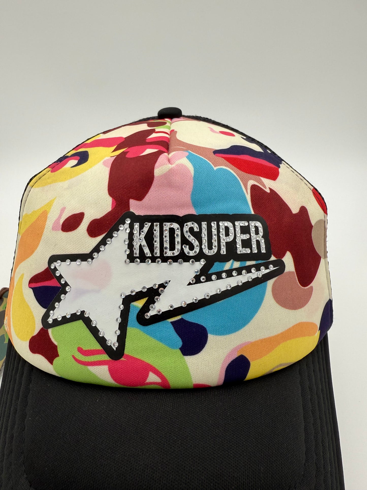 BAPE X KIDSUPER STA LOGO RHINESTONE TRUCKER CAP - MULTI (NEW)