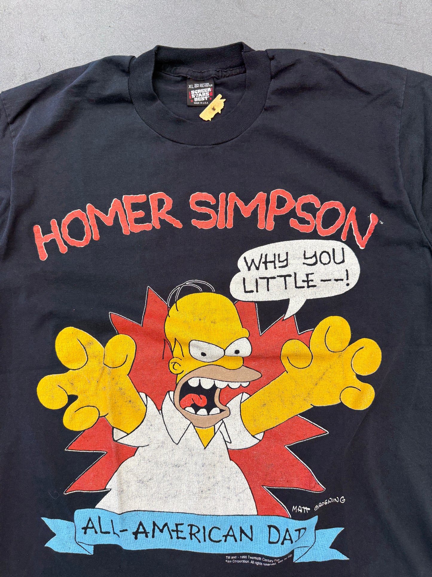 1990 HOMER SIMPSON ALL-AMERICAN DAD TEE (SCREEN STARS BEST TAG)