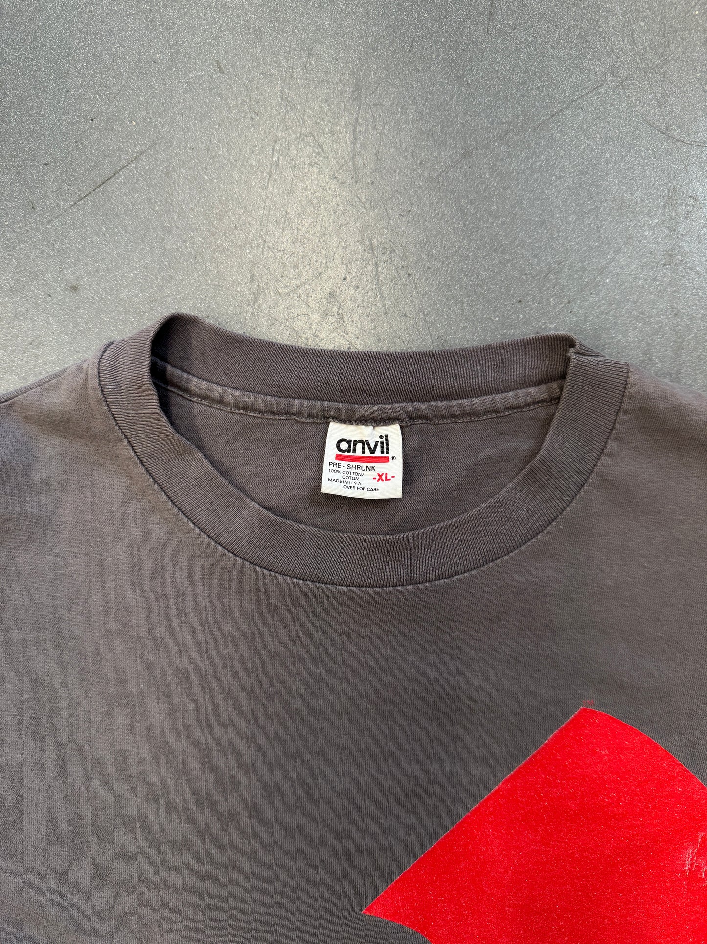 1997 WU-TANG RED LOGO LONGSLEEVE GREY TEE (ANVIL RED BAR TAG)