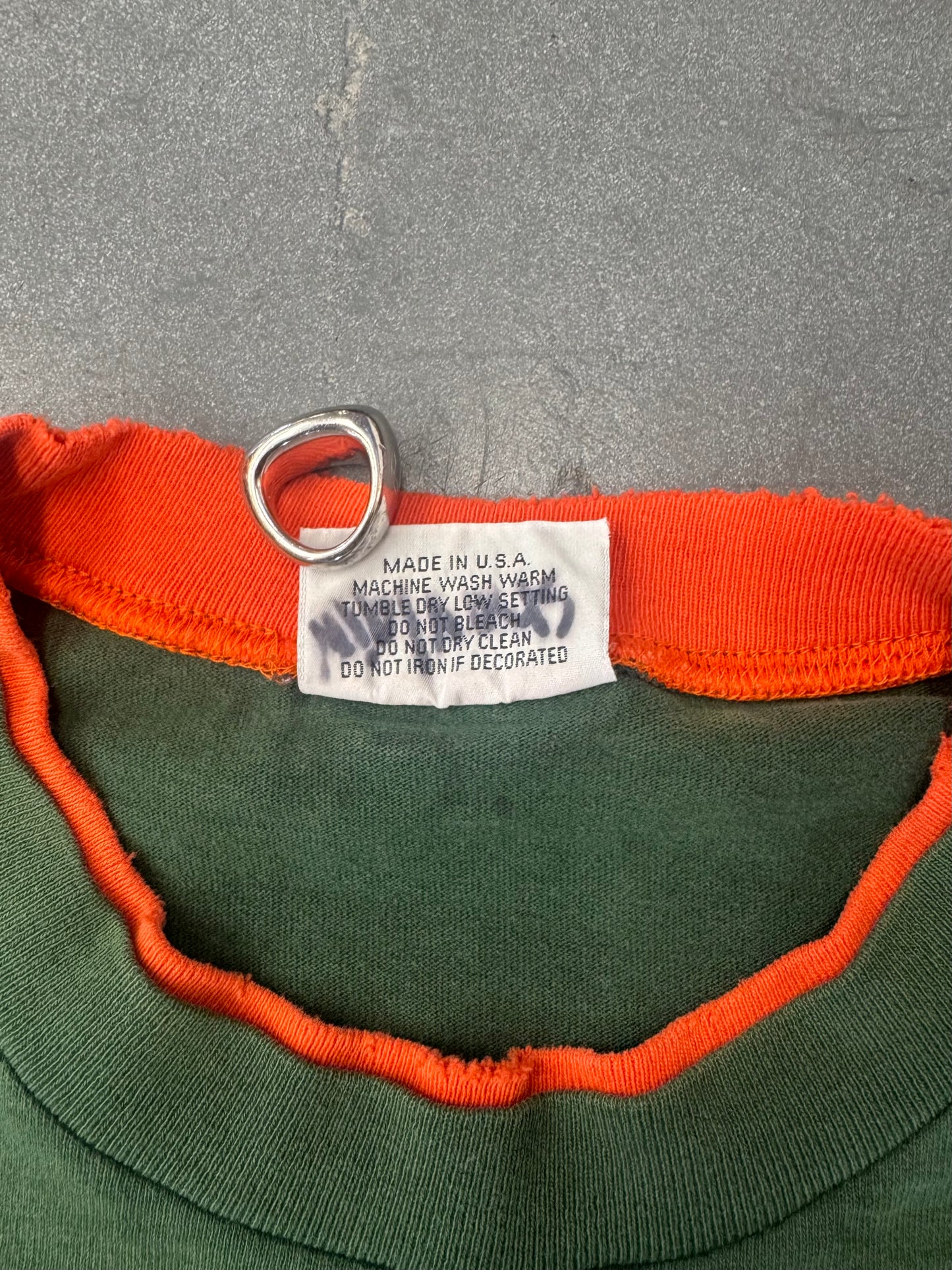 90S TEAM EDITION MIAMI HURRICANES "ESTABLISHED IN 1925" DOUBLE SLEEVE AND COLLAR TEE