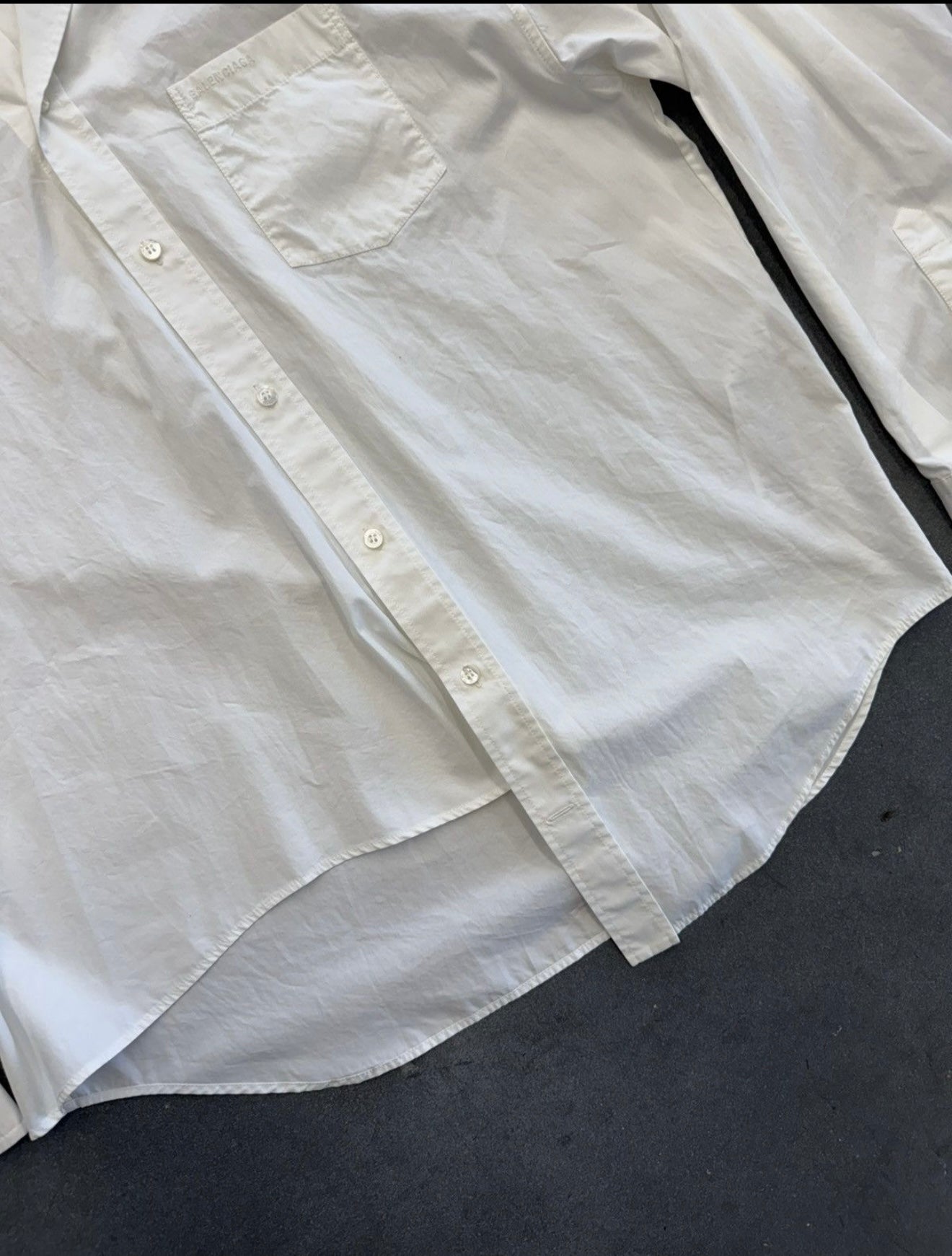 BALENCIAGA TWISTED WHITE POPLIN BUTTON UP SHIRT XS NWT