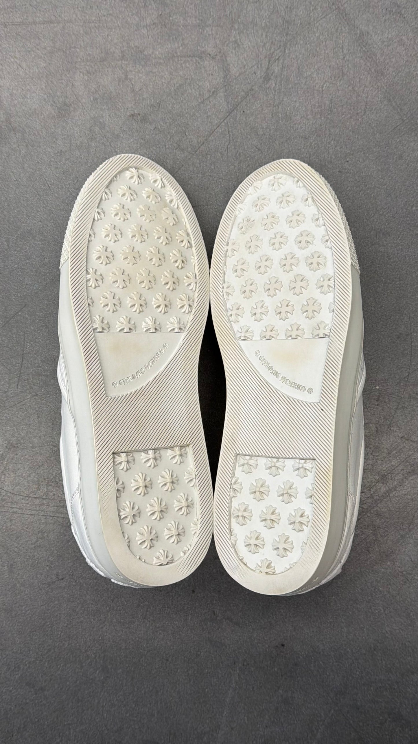 CHROME HEARTS DAGGER SLIP ON WHITE LEATHER SHOES