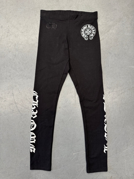 CHROME HEARTS HORSESHOE BLACK COTTON LEGGINGS - S