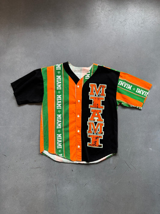 90'S MIAMI HURRICANES STRIPED COTTON BASEBALL JERSEY