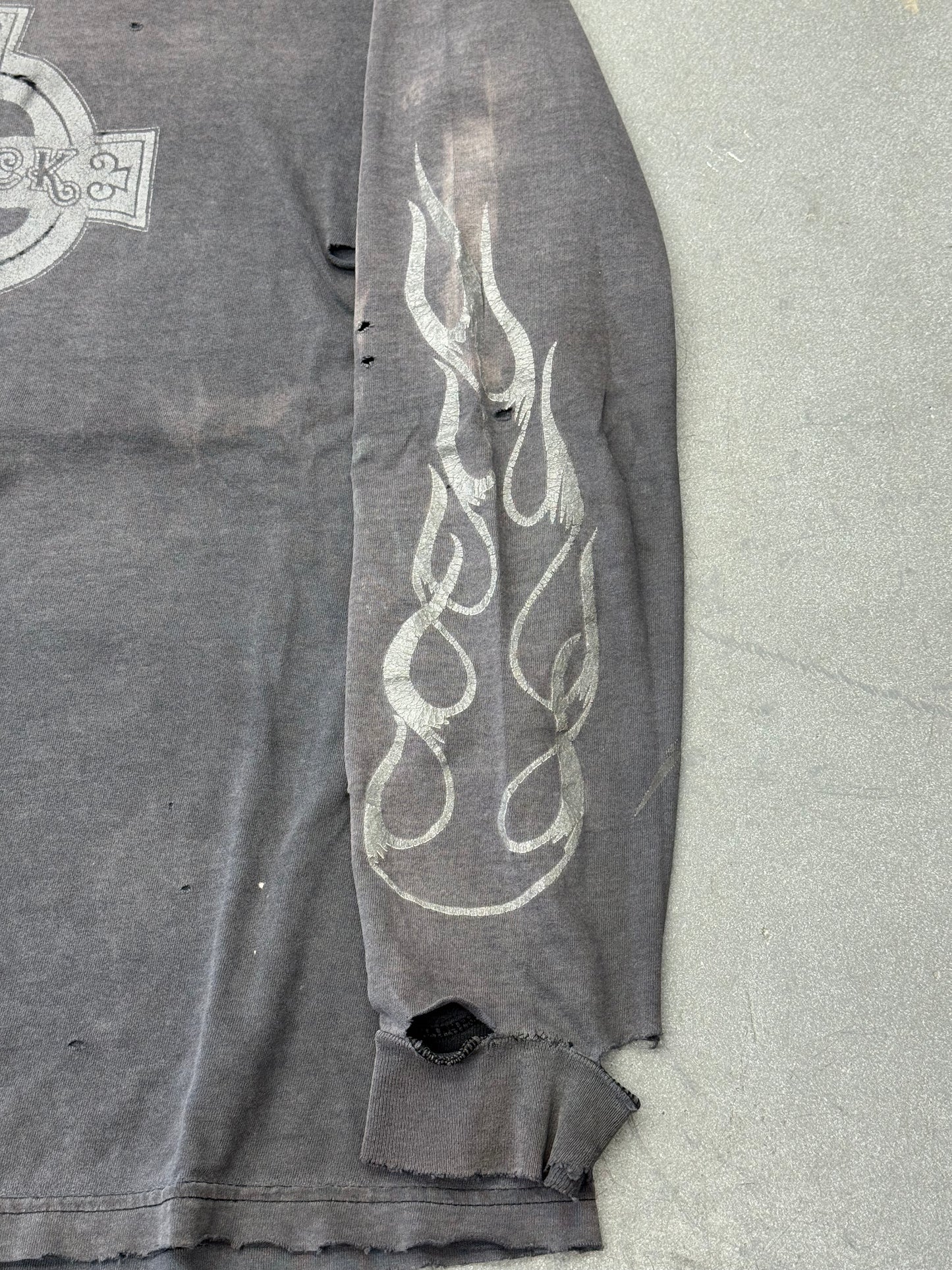 90'S BLACK SABBATH CROSS FLAME LONGSLEEVE DISTRESSED TEE (AAA TAG)