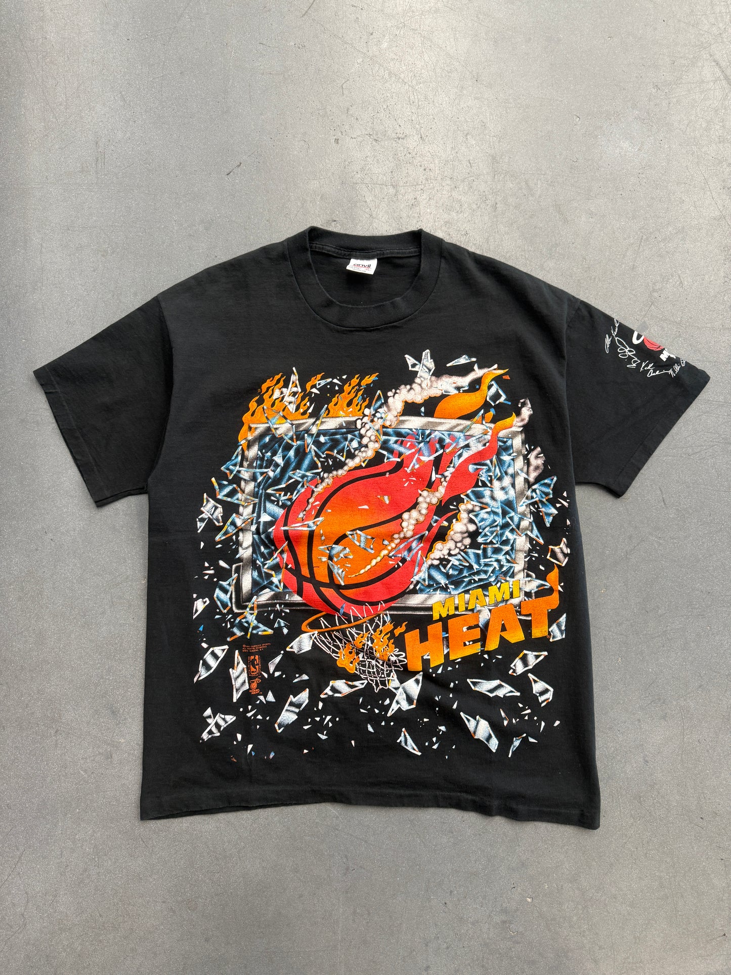 1992 MIAMI HEAT SHATTERED BACKBOARD TEE (ANVIL RED BAR TAG) - XL