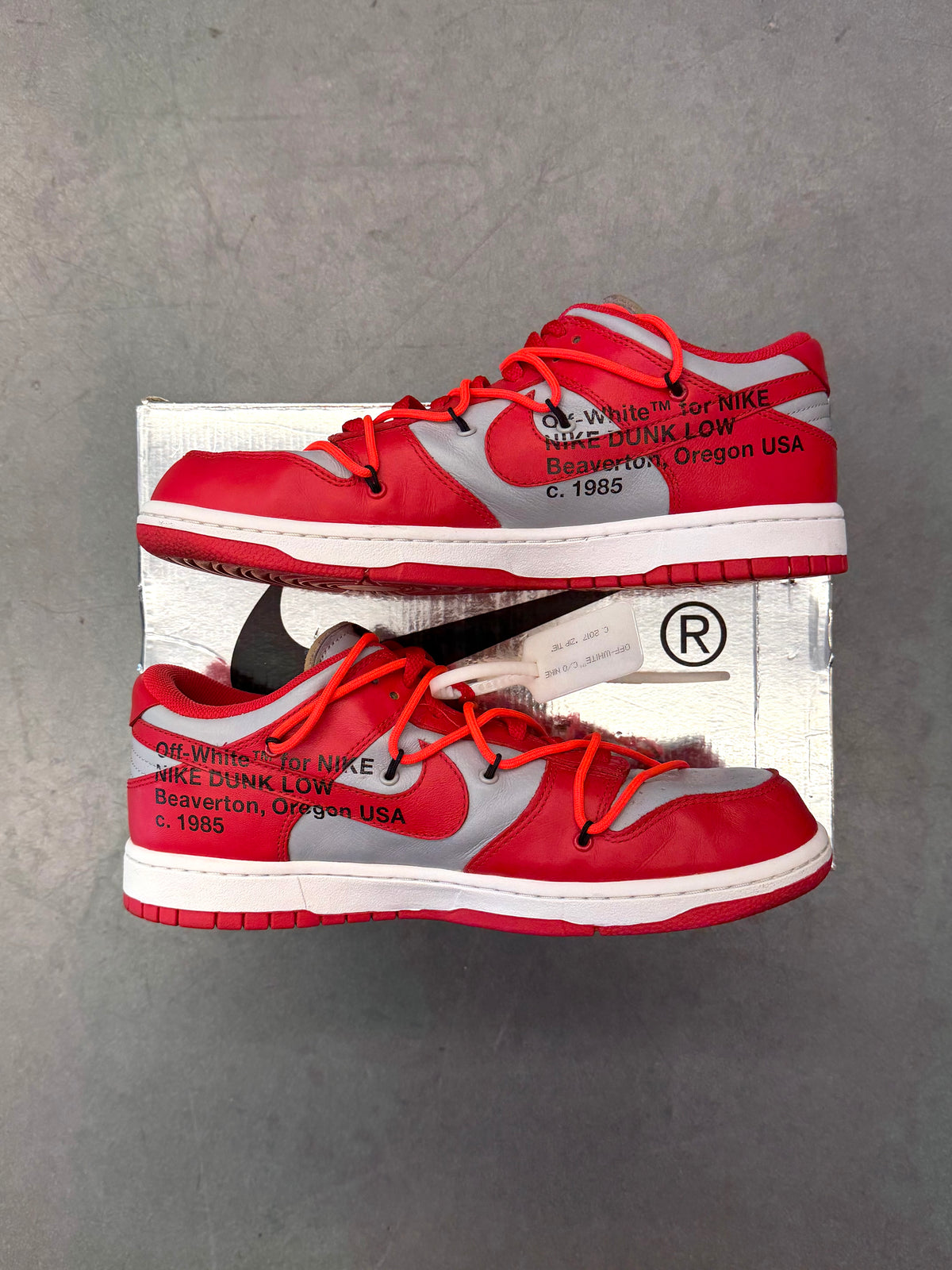 2019 NIKE DUNK LOW OFF-WHITE UNIVERSITY RED