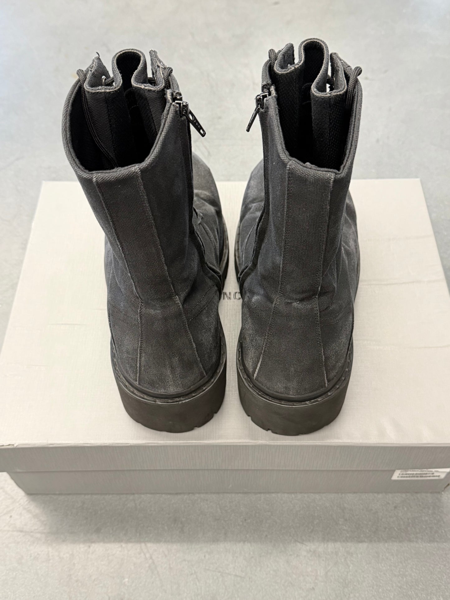 BALENCIAGA BLACK CANVAS STOMPER BOOTS (W/BOX)