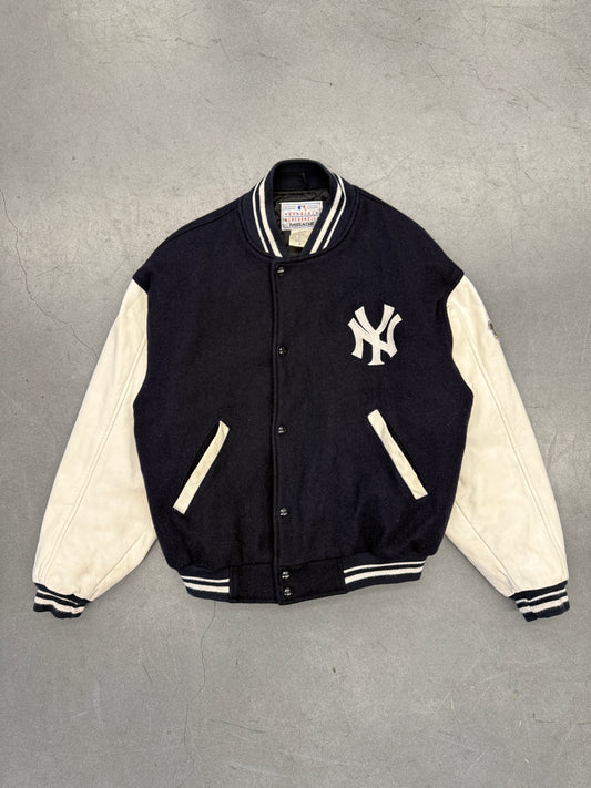1996 MLB WORLD SERIES CHAMPIONS NEW YORK YANKEES WOOL & LEATHER VARSITY JACKET (MIRAGE TAG)