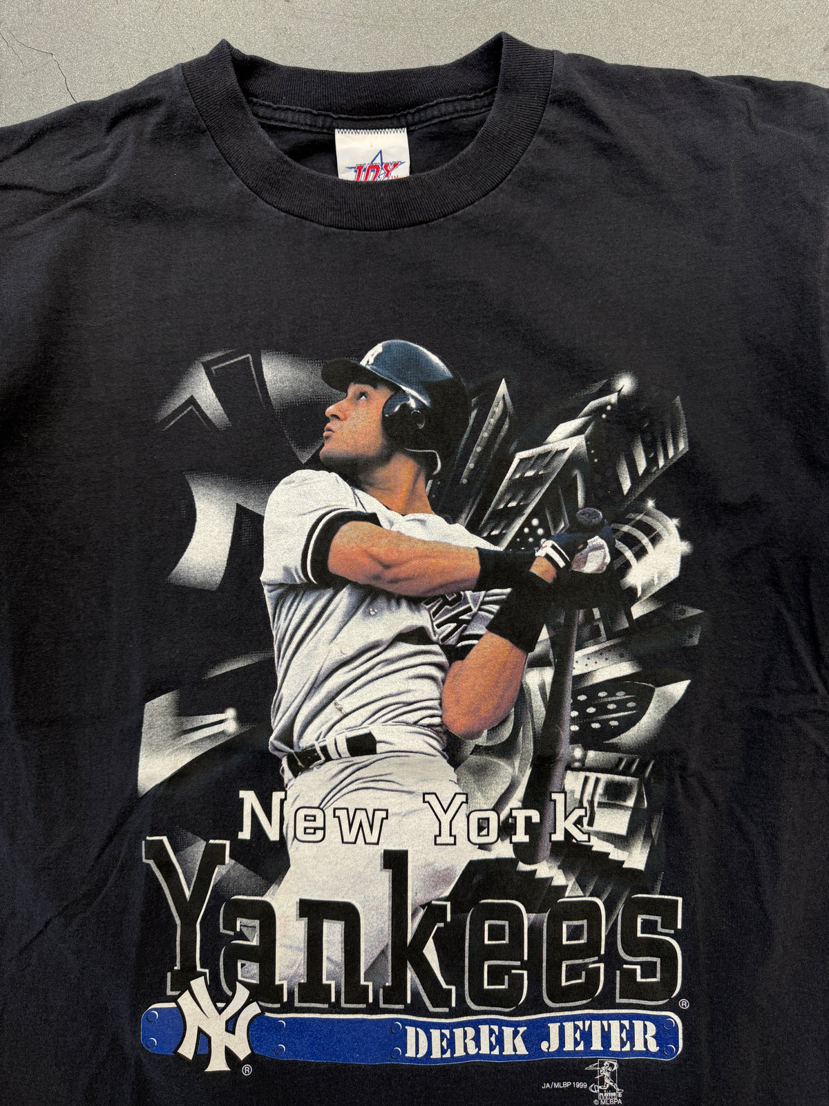 1999 NEW YORK YANKEES DEREK JETER MLBPA TEE (JOY ATHLETIC TRIPLE TAG)