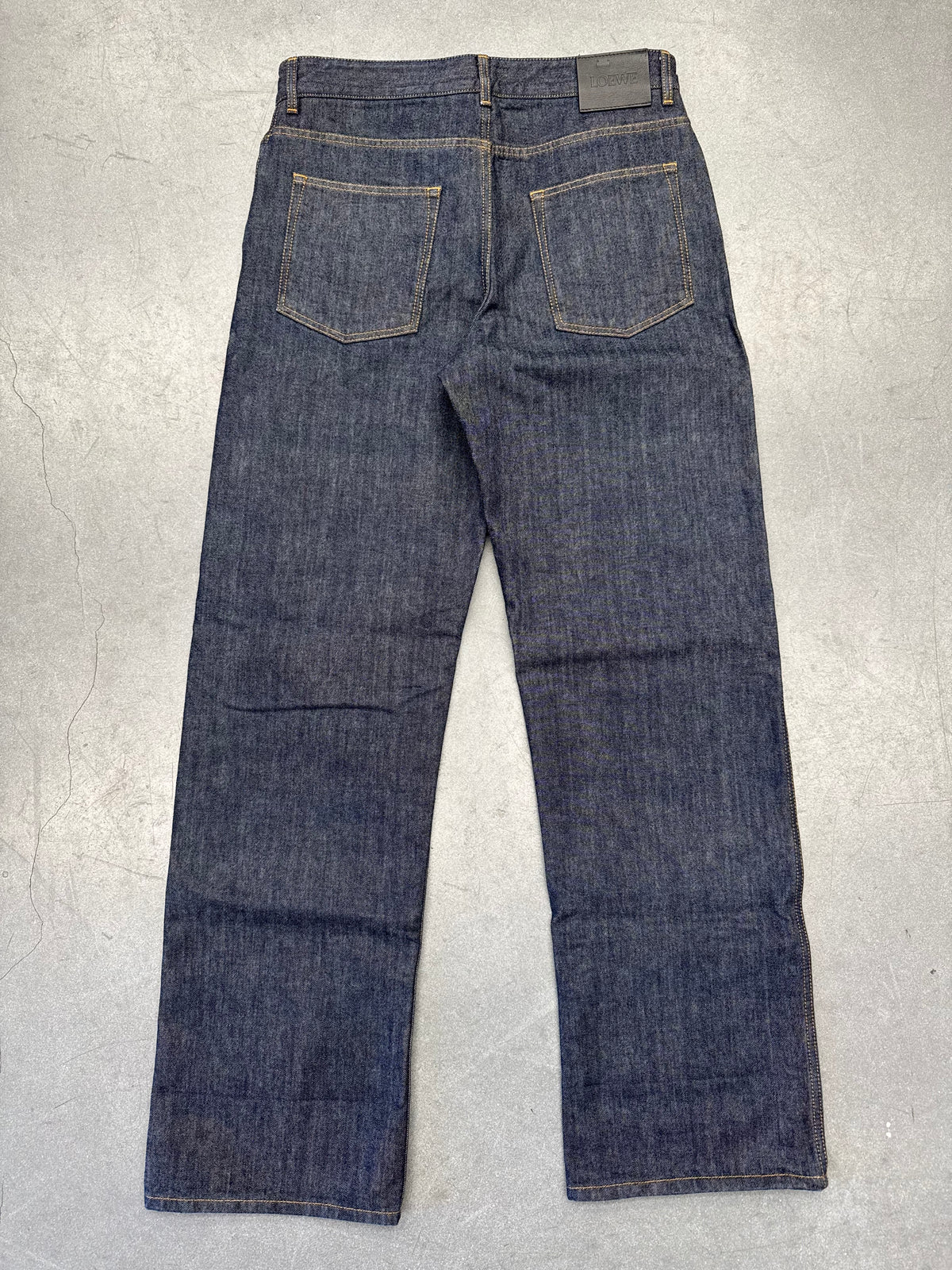 2025 LOEWE TURN-UP DOUBLE-FACE DENIM JEANS - RAW DENIM