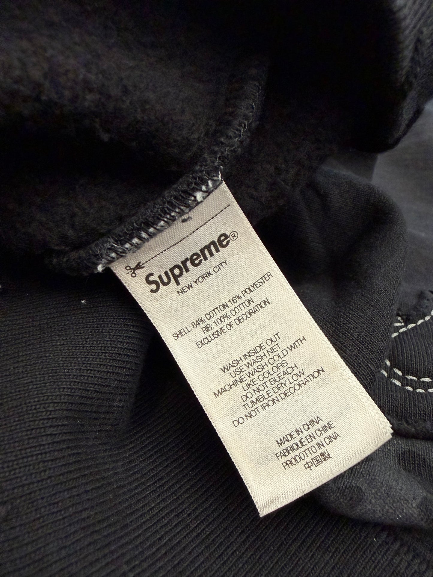FW25 SUPREME X Y'S BY YOHJI YAMAMOTO ZIP UP HOODED SWEATSHIRT - BLACK (L)
