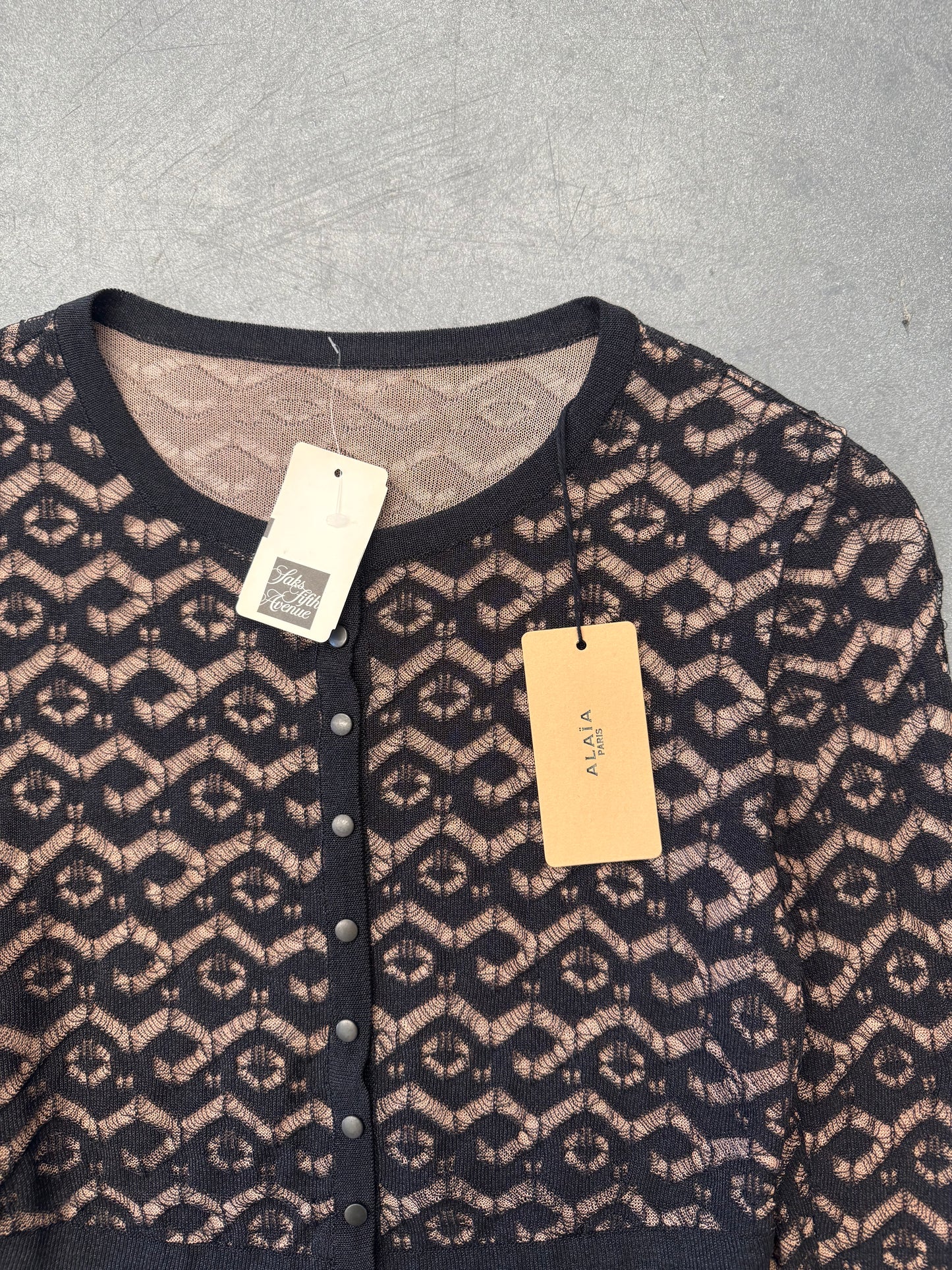 VINTAGE ALAIA JACQUARD CROPPED CARDIGAN