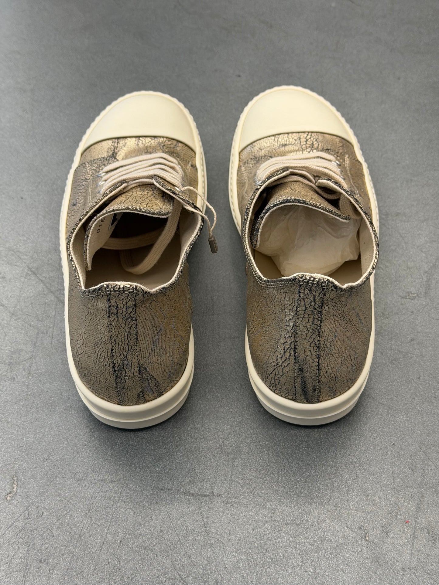 RICK OWENS DRKSHDW LOW-TOP RAMONES SNEAKS - LIGHT GOLD