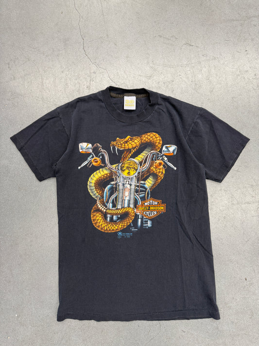 1989 HARLEY-DAVIDSON 3D EMBLEM MOTORCYCLE SNAKE ST. CLOUD, MN. TEE (3D EMBLEM TAG)