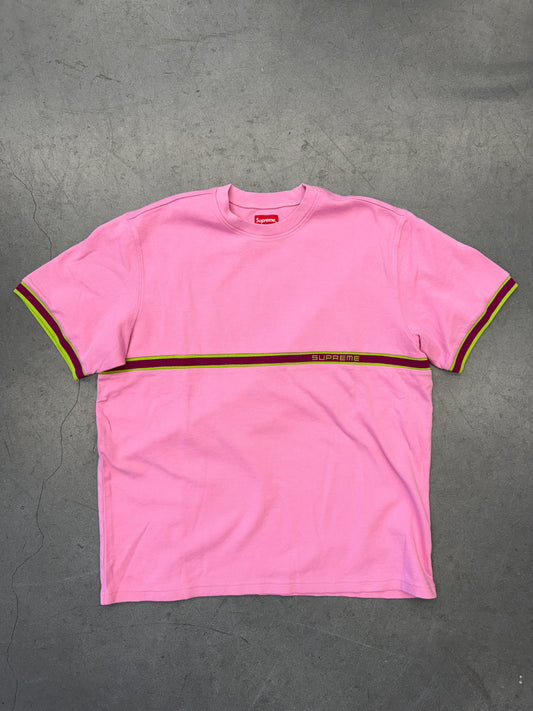 SS20 SUPREME KNIT STRIPE SS TOP - PINK