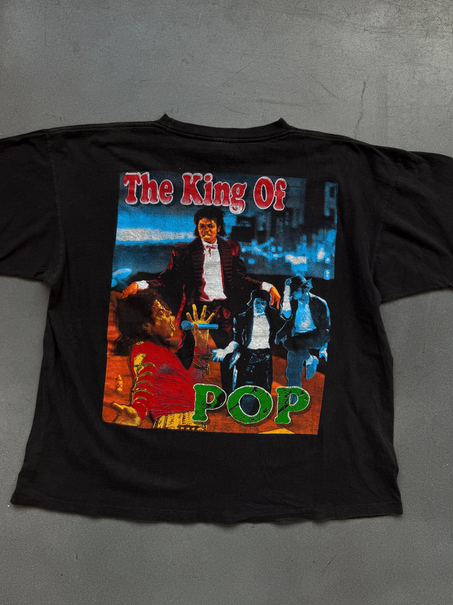 90'S VINTAGE MICHAEL JACKSON KING OF POP BOOTLEG RAP STYLE TEE (FADED TAG)