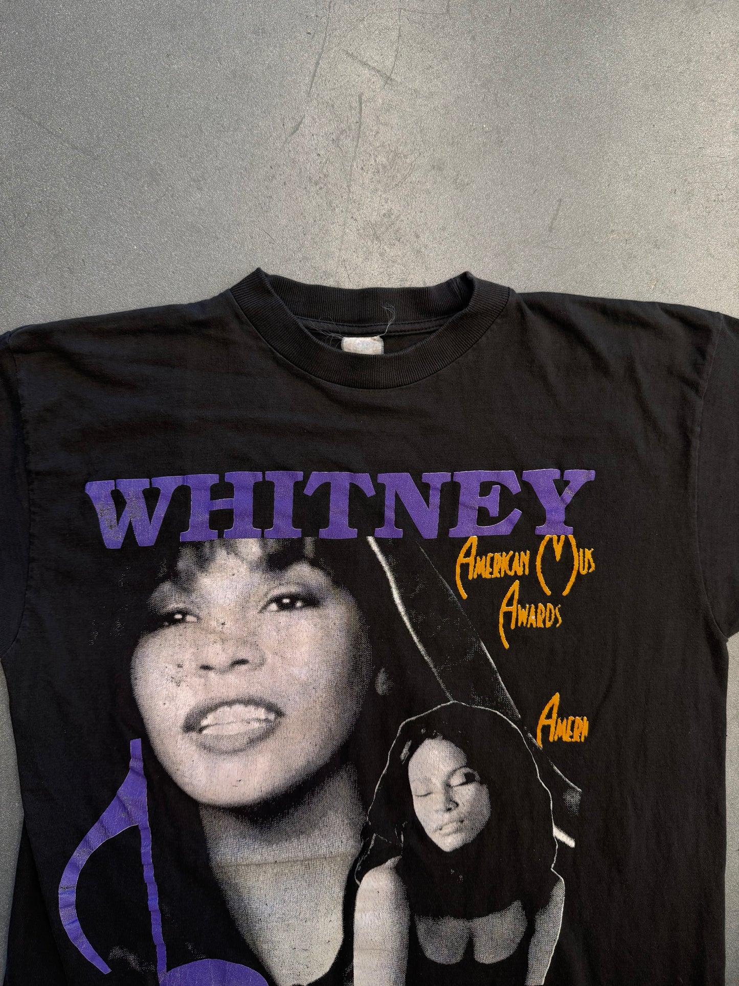 90S BOOTLEG WHITNEY HOUSTON AMERICAN MUSIC AWARDS RAP-STYLE TEE (FADED TAG)