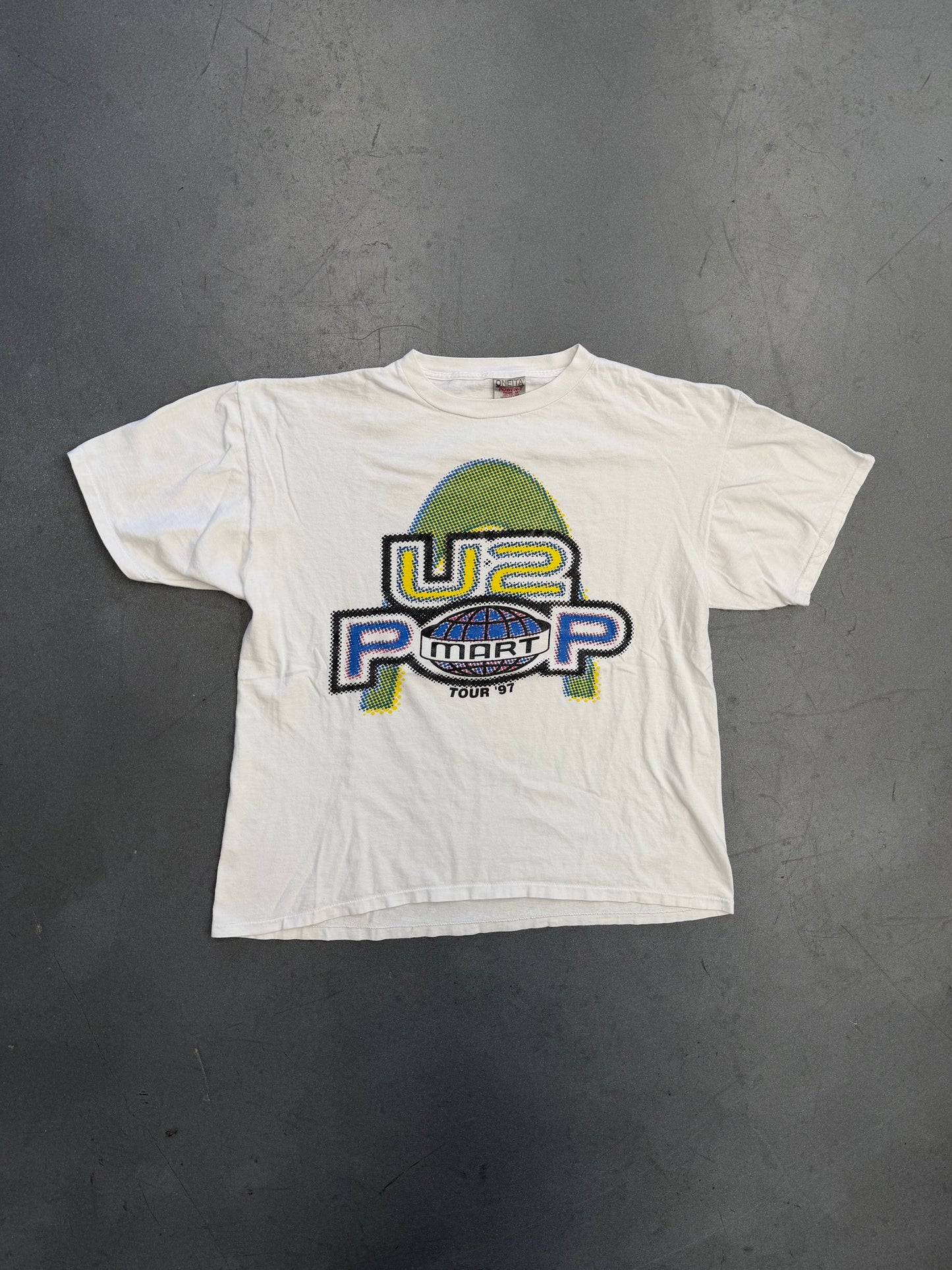 1997 U2 POP MART WORLD STADIUM TOUR TEE (ONEITA TAG)