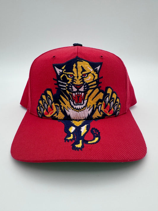 90S FLORIDA PANTHERS BIG LOGO AMERICAN NEEDLE ALL RED SNAPBACK HAT