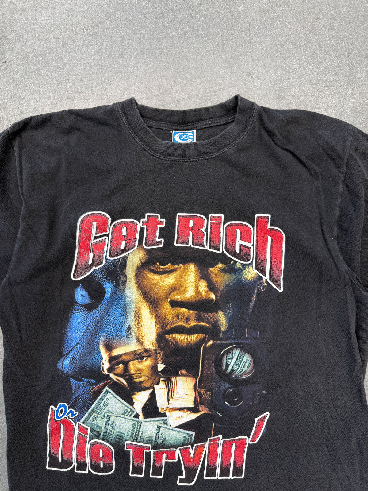 90S 50 CENT G UNIT GET RICH OR DIE TRYIN BOOTLEG RAP TEE (PERFECT GAME SPORTS TAG)